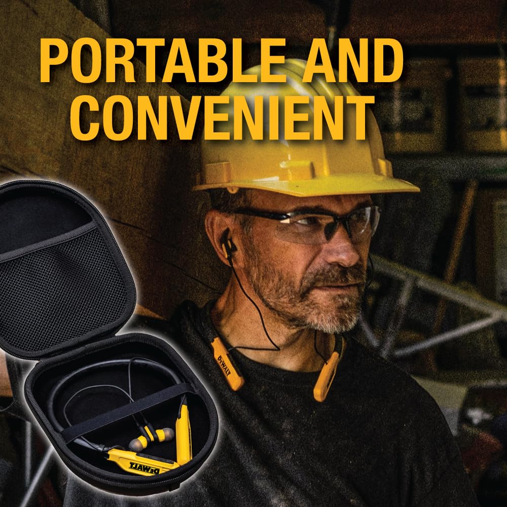 DEWALT Custodia protettiva per cuffie Pro Max, compatta e leggera, con custodia rigida in EVA, antiurto, impermeabile, interno morbido e tasca per accessori