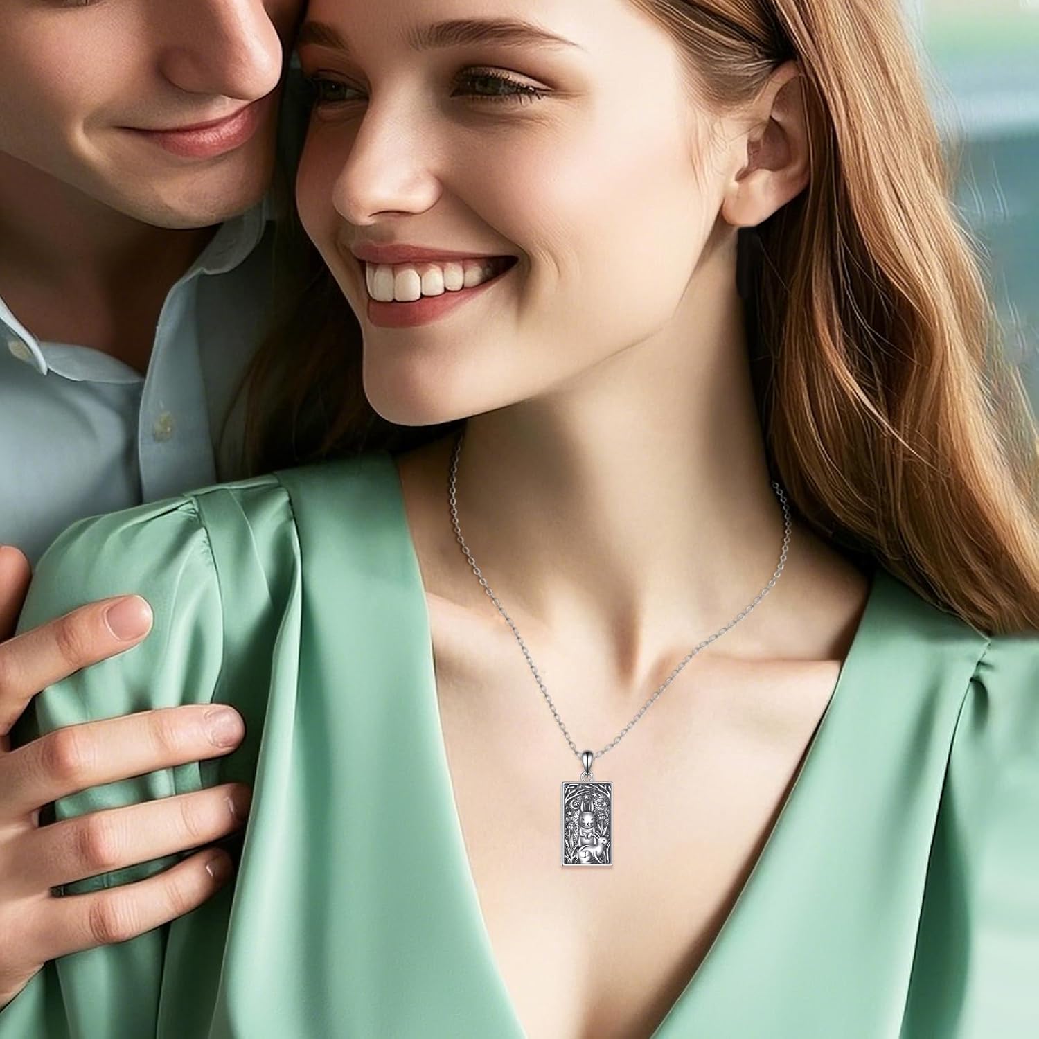 Double Rabbit Necklace Sterling Silver Bunny Hares Pendant Necklaces Vintage Bunny Animal Jewelry Gifts for Women Men - Image 6