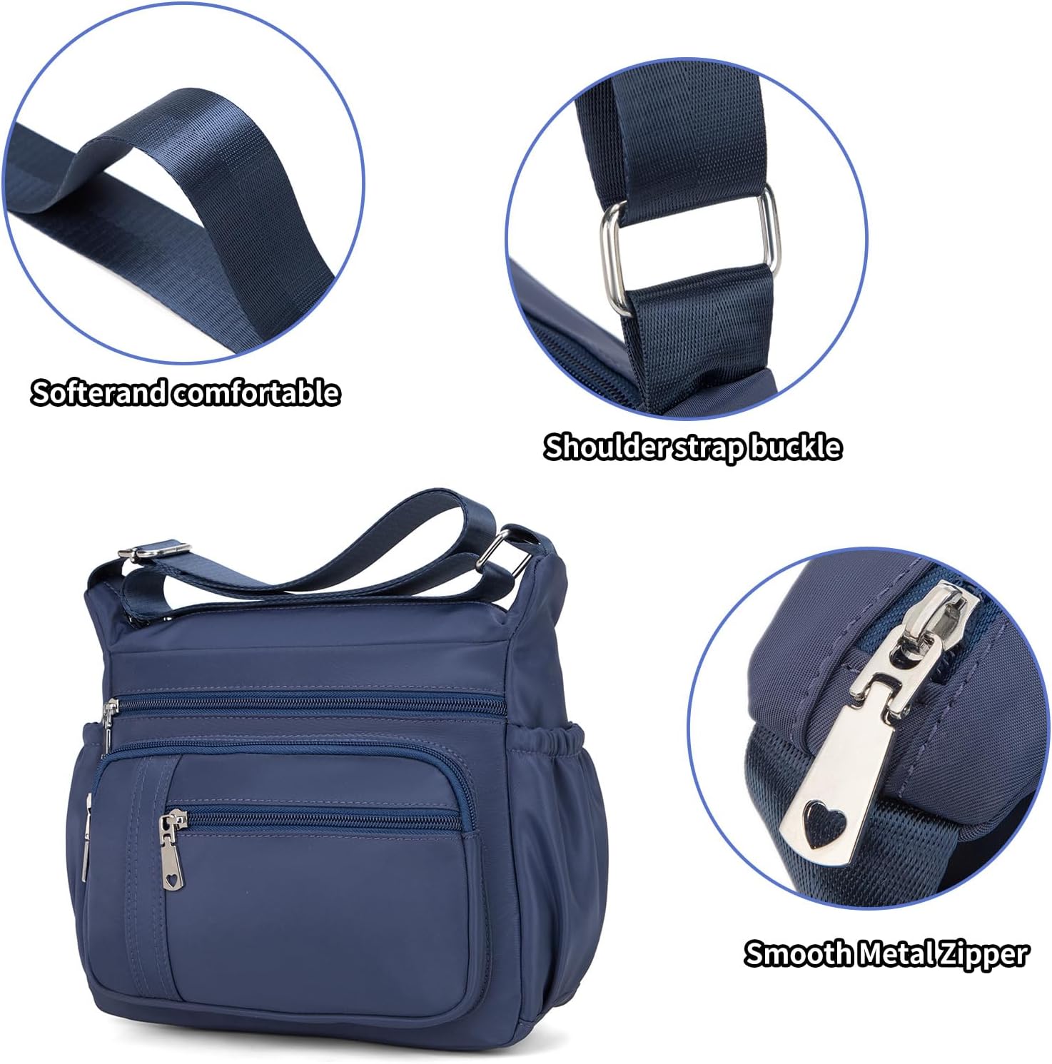 F.FETIVIN Women Floral Shoulder Handbag Roomy Multiple Pockets Bag Ladies Crossbody Lightweight Nylon Travel Purses - Image 7