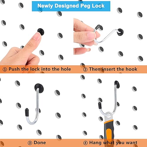 Miniatura 3 de Ganchos de tablero de clavijas, accesorios para tablero de clavijas, para organizar diversas herramientas, 110 piezas, 50 de las cuales son