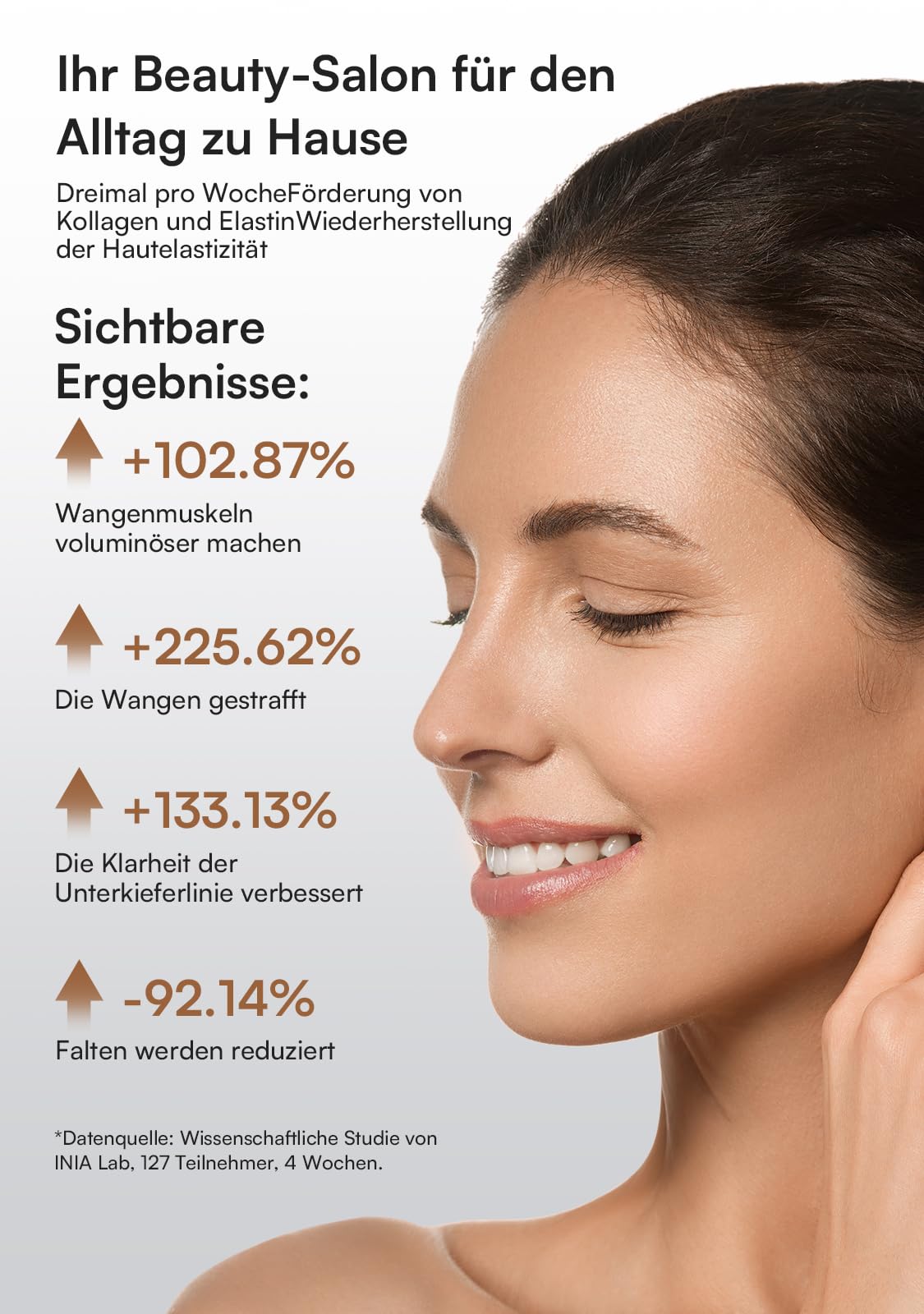 INIA Professionelles 3-in-1 Anti-Falten Gesichtsmassagegerät mit Mikrostrom & Rotlichttherapie Straffendes Lifting-Gerät für Gescht/Hals, Reduziert Schwellungen & Falten Firm