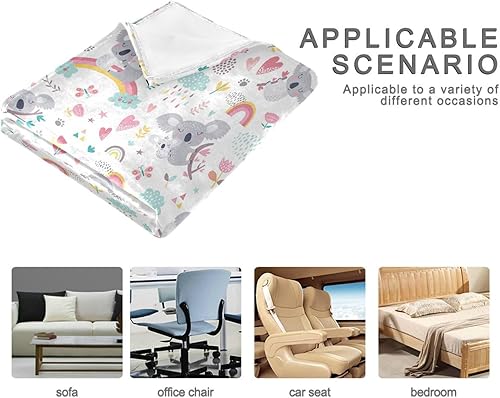 Miniatura 4 de Vector Pattern Cute Koala Flannel Throw Blanket for Adults Kids, Warm Winter Blanket for Couch Bed Travel, 60x90 Inches Plush Travel Blankets