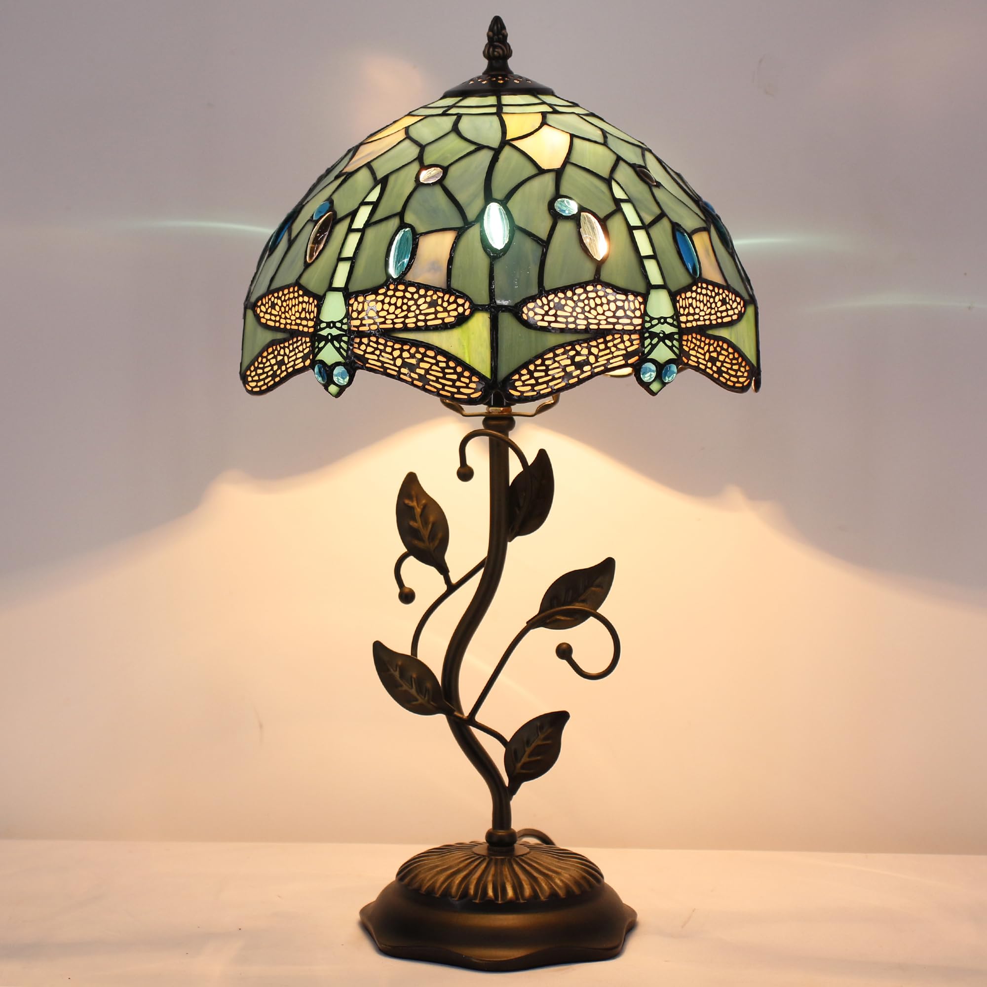 WXCFCD Tiffany Lamp Table Lamp Stained Glass Desk Light 12X12X19 Inches Reading Light Decor Bedroom Living Room Blue — view 5