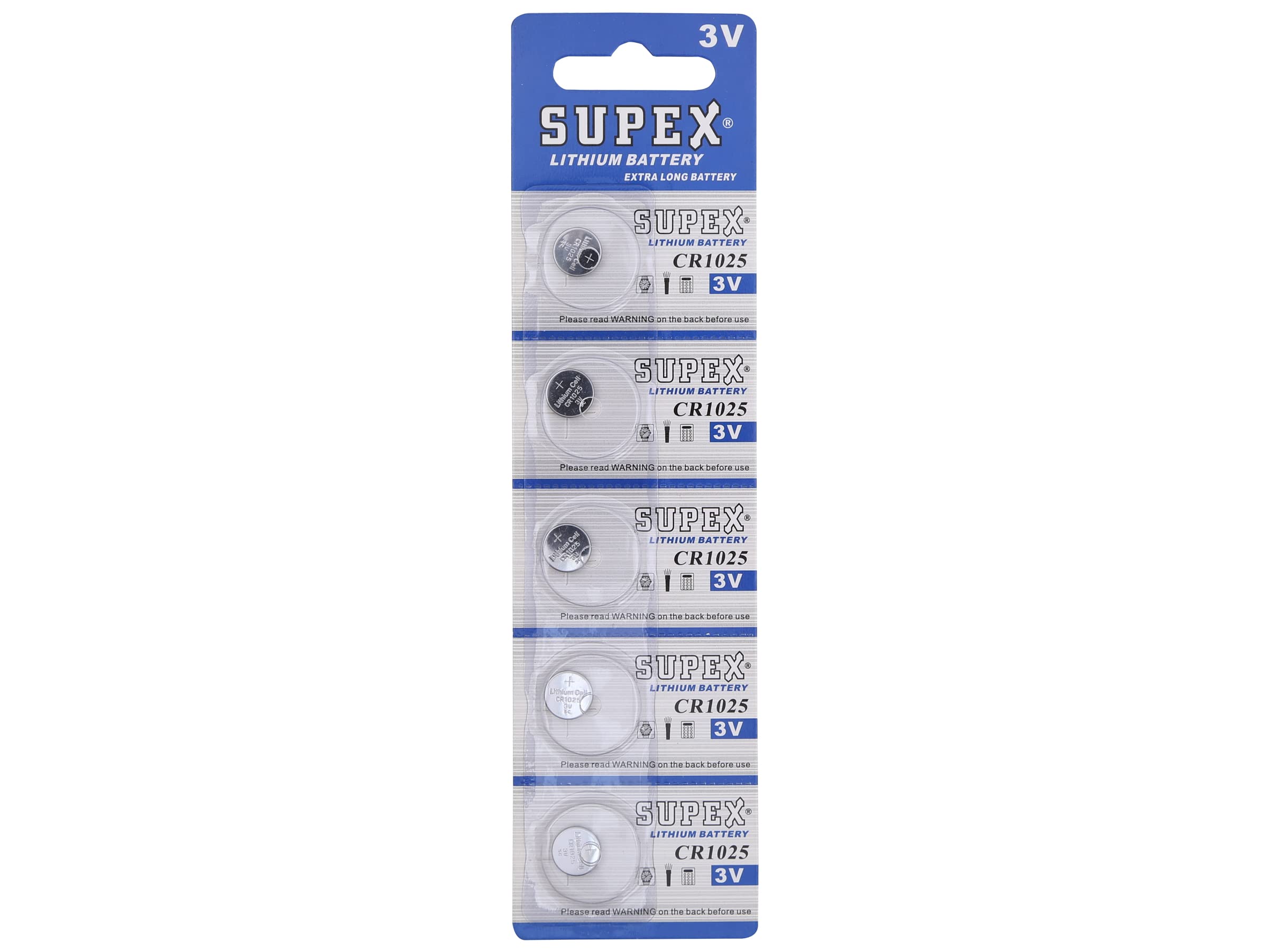 SUPEX CR1025 - Batería de botón de litio (3 V, 5 tarjetas)