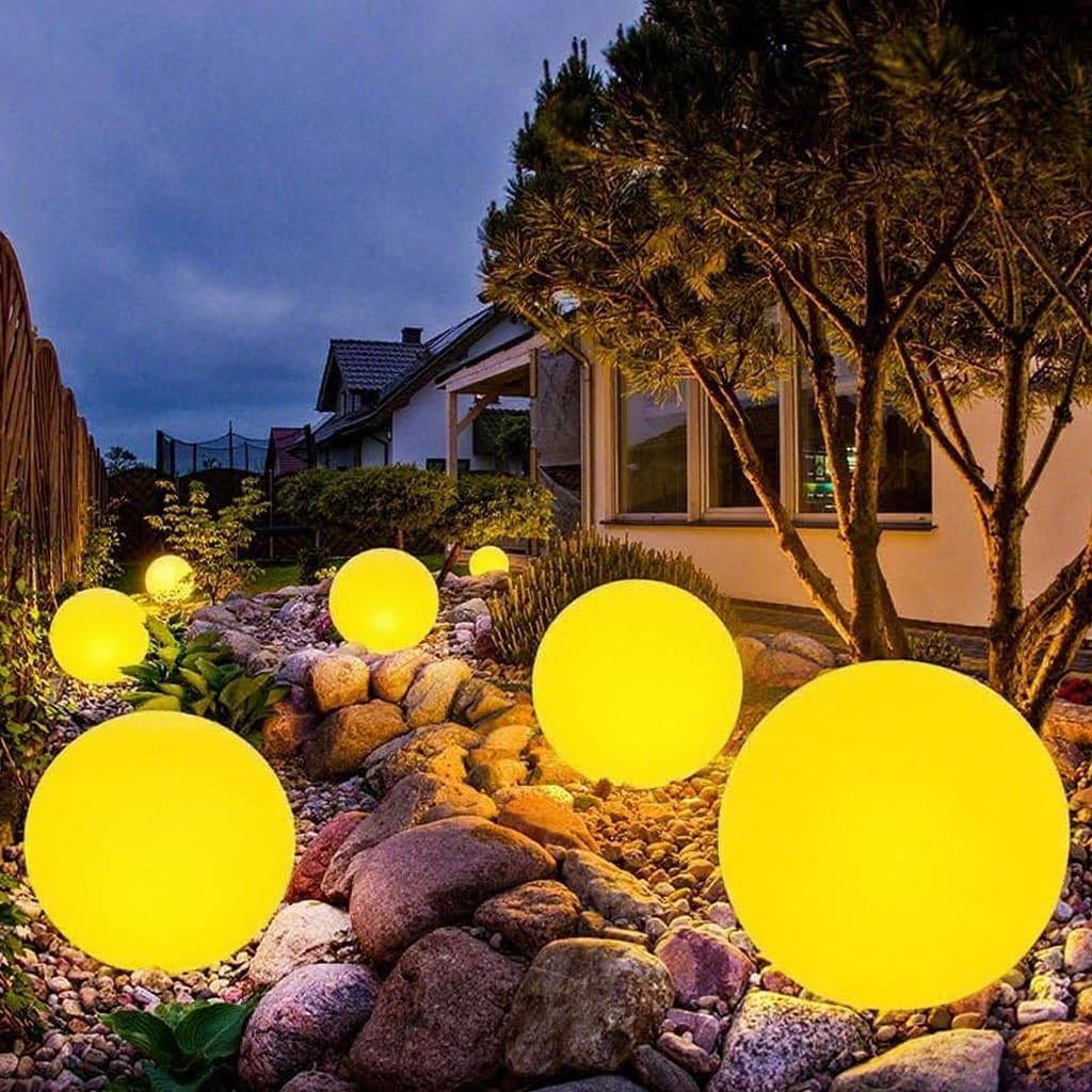 50CM/20-inch Large LED Globe Orb Light, Rechargeable LED Ball Light, Dimmable 16 RGB Colors Globe Floor Lamp w/Remote, Indoor/Outdoor Waterproof Glowing Orb Mood Lamp for Home Garden Patio Party 20 Inch