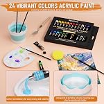 Nicpro 68PCS Acrylic Paint Canvas Set for Adults & Fluid Art Painting Supplies Kit with 24(0.4/OZ) Paints,Table Easel,8 Canvas Panels,12 Brushes,Paper Pad,Cleaning Cup,Sponge,Palette for Artist Beginner