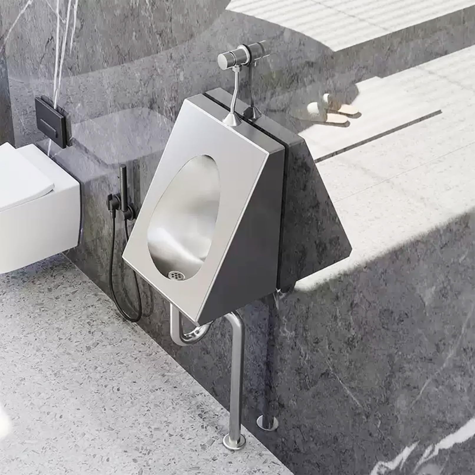 Pisuar męski montowany na ścianie ze stali nierdzewnej instrukcja handlowa F toaleta do domu Ga Hotel lotnisko publiczna toaleta srebrna h