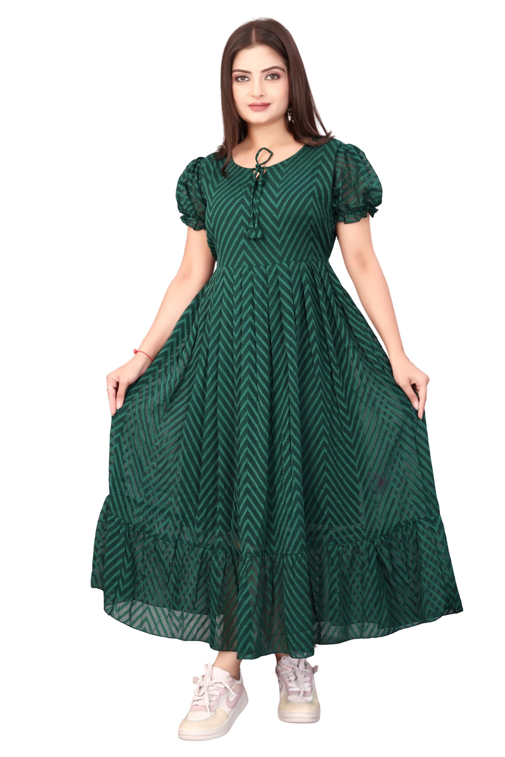 qena Women's Georgette Chevron Printed Anarkali Maxi Dress-picture-31