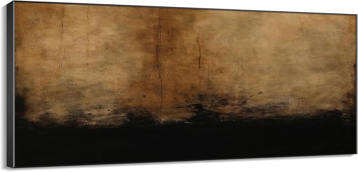 SIGNLEADER 24"x60" XL Framed Wall Art - Golden Brown and Black Moody Gradient Abstract Frame Assembly Required