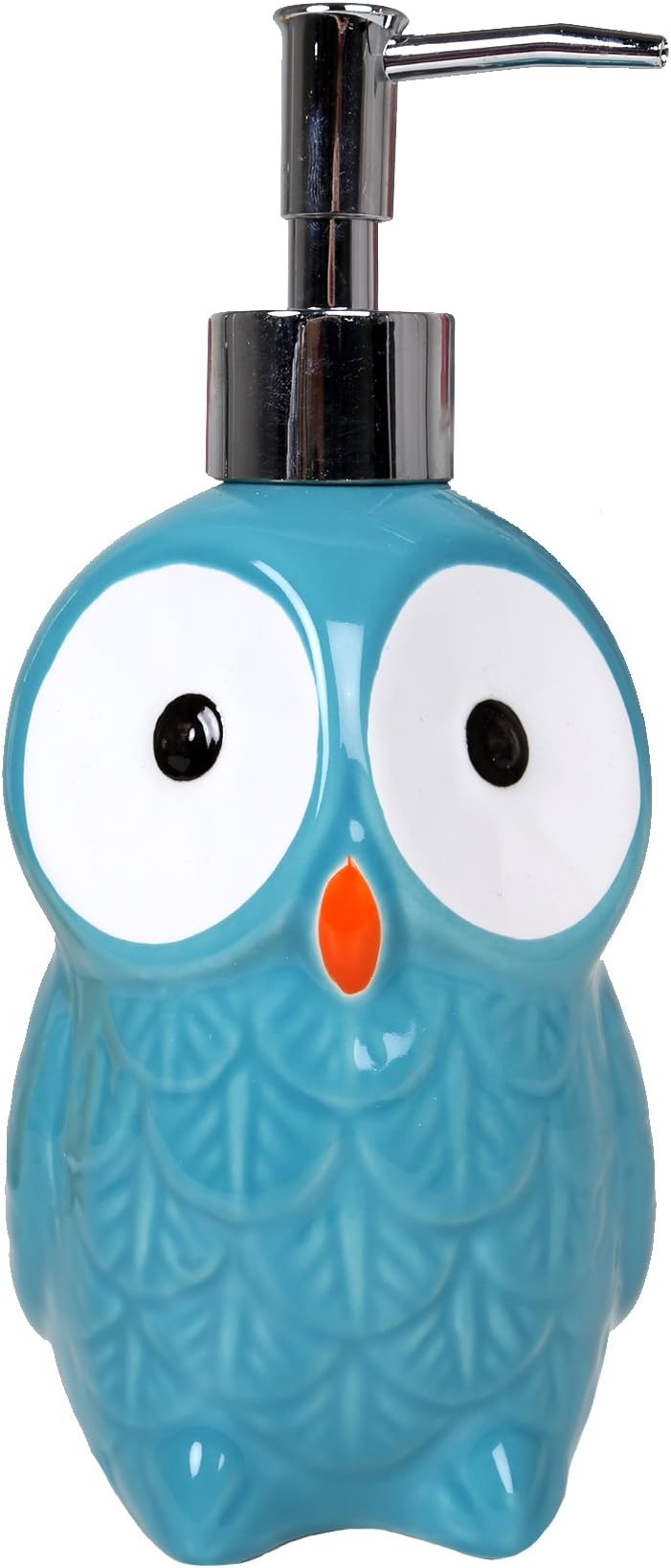 Bodico, 3 x 8 inches, Blue Ceramic Owl Soap and Lotion Dispenser