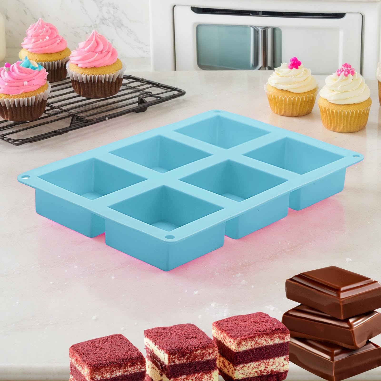 Amazon.co.jp: シリコンケーキ型 6連 シリコーン ケーキ焼き型