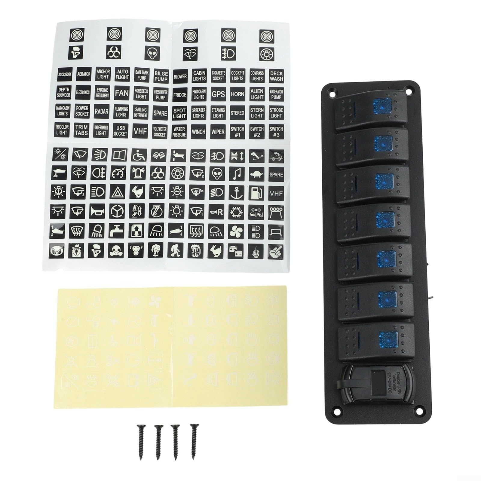 Panel Interruptor 8 Gang LED Aluminio 12V 24V