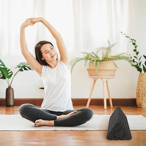 Miniatura 3 de Bloques de yoga 2 en 1 rodillo EPP de espuma triangular, bloque de cuña triangular de 9 x 5 x 4 pulgadas para cuello, cintura, caderas y piernas