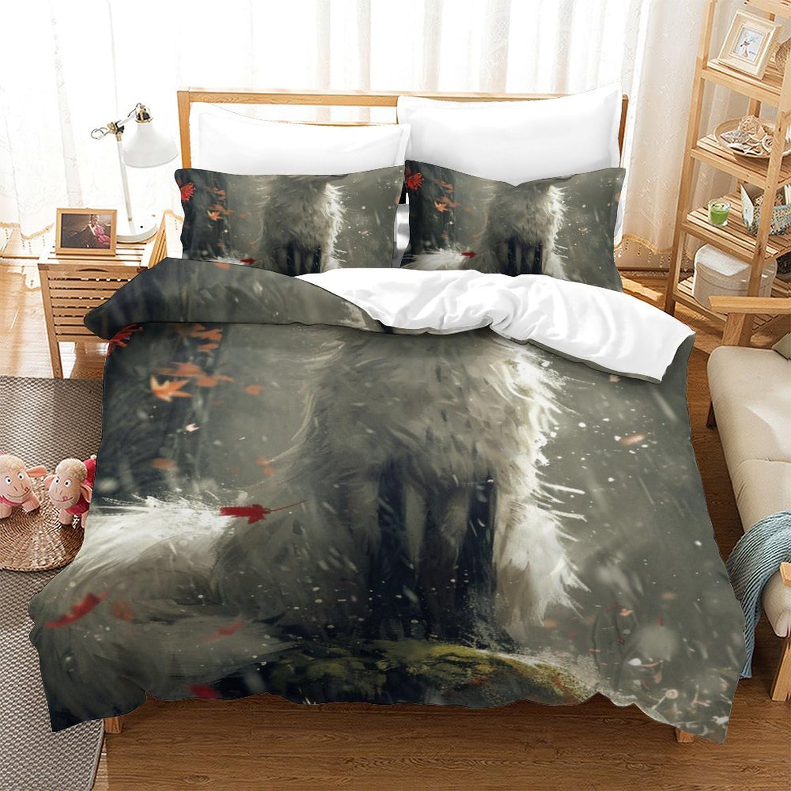 Housse de couette renard de la jungle 200x200cm pour éviter les draps froissés et rêches