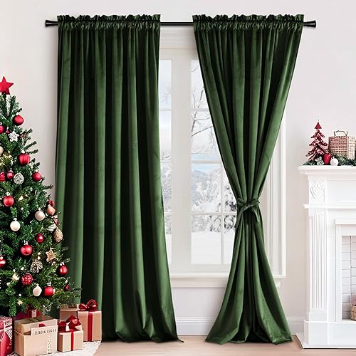 Miniatura 10 de Cortinas de terciopelo JIUZHEN, cortinas opacas suaves de terciopelo retro para dormitorio, cortinas elegantes con reducción de ruido y Rosa