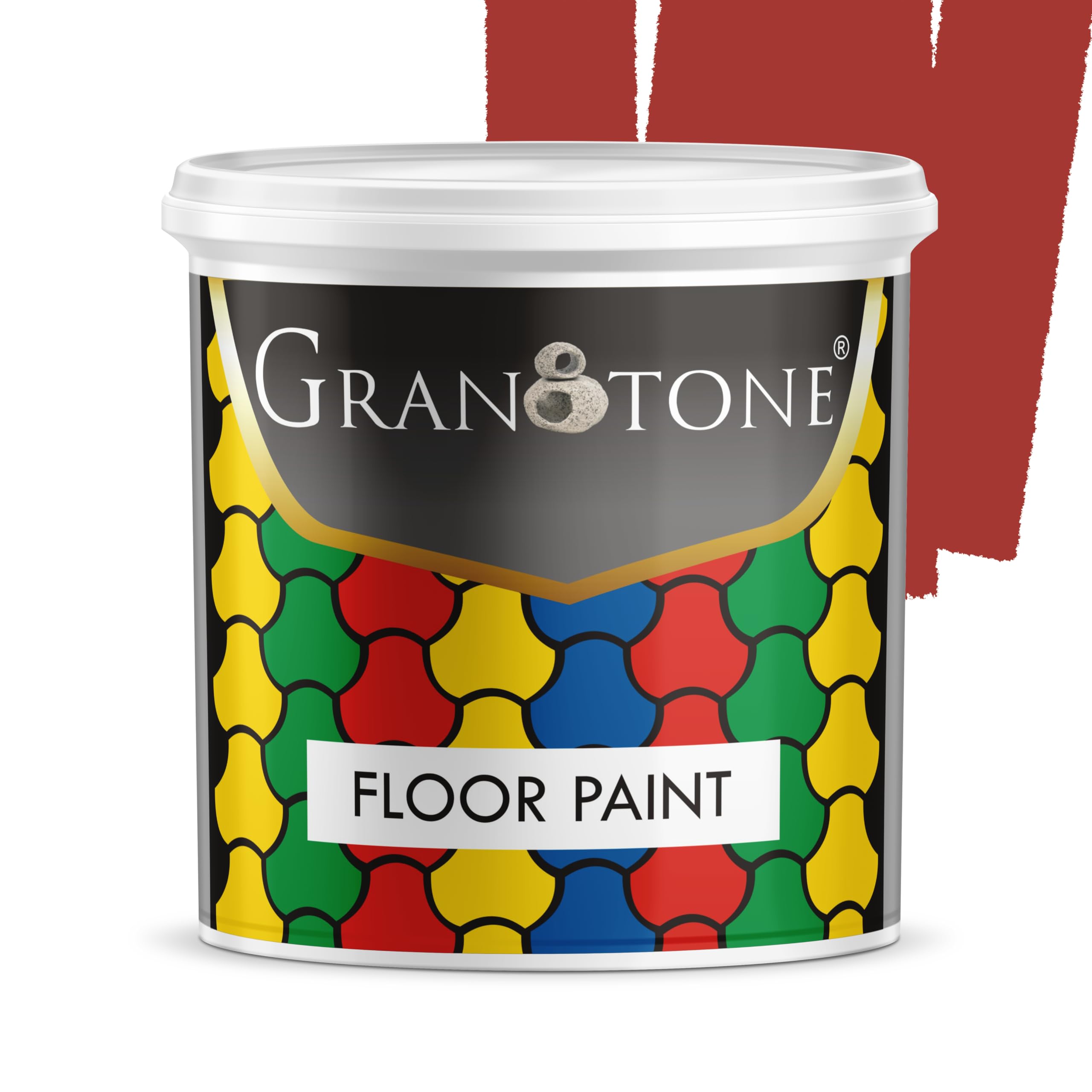 GRANOTONE Floor Paint for cement floor and tiles, Polyurethane and Acrylic Polymer Based Concrete Sealer, Anti-Slip, Thick & Durable Tile Paint 1 L, Terracotta