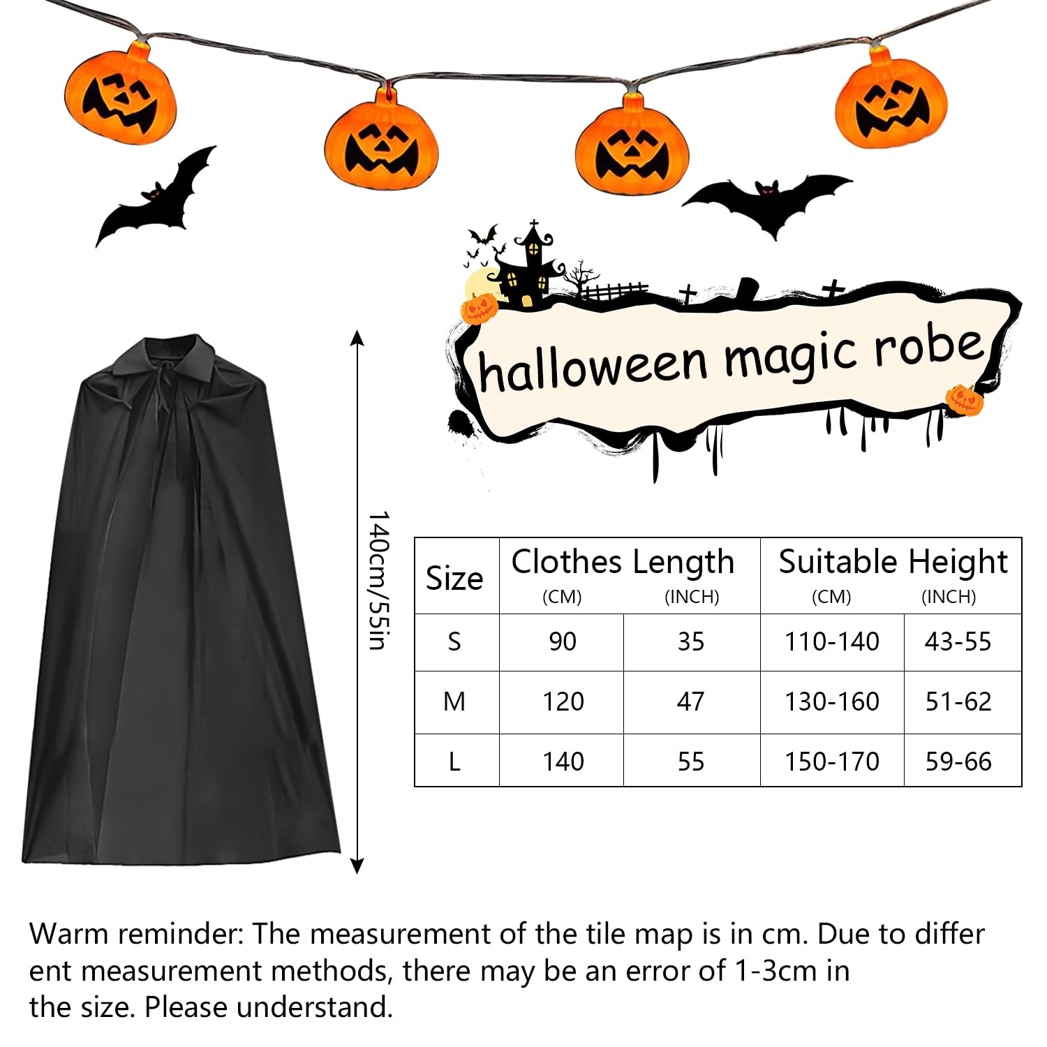 YXHZVON Halloween Longue Cape et Chapeau