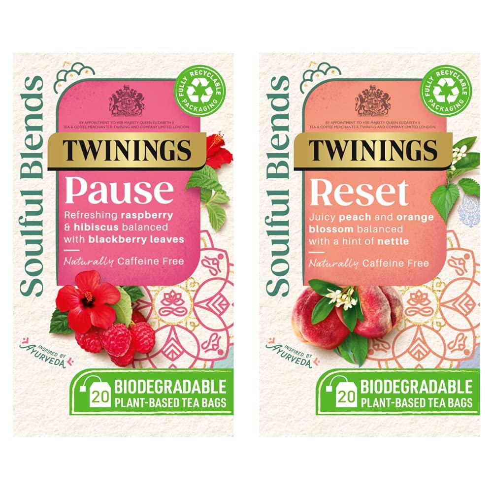 Twinings Soulful Blends Pitta Bundle - Inspired by Ayurveda - Pause & Reset - Herbal infusions designed to bring a sense of balance to your day - 40 Biodegradable Tea Bags