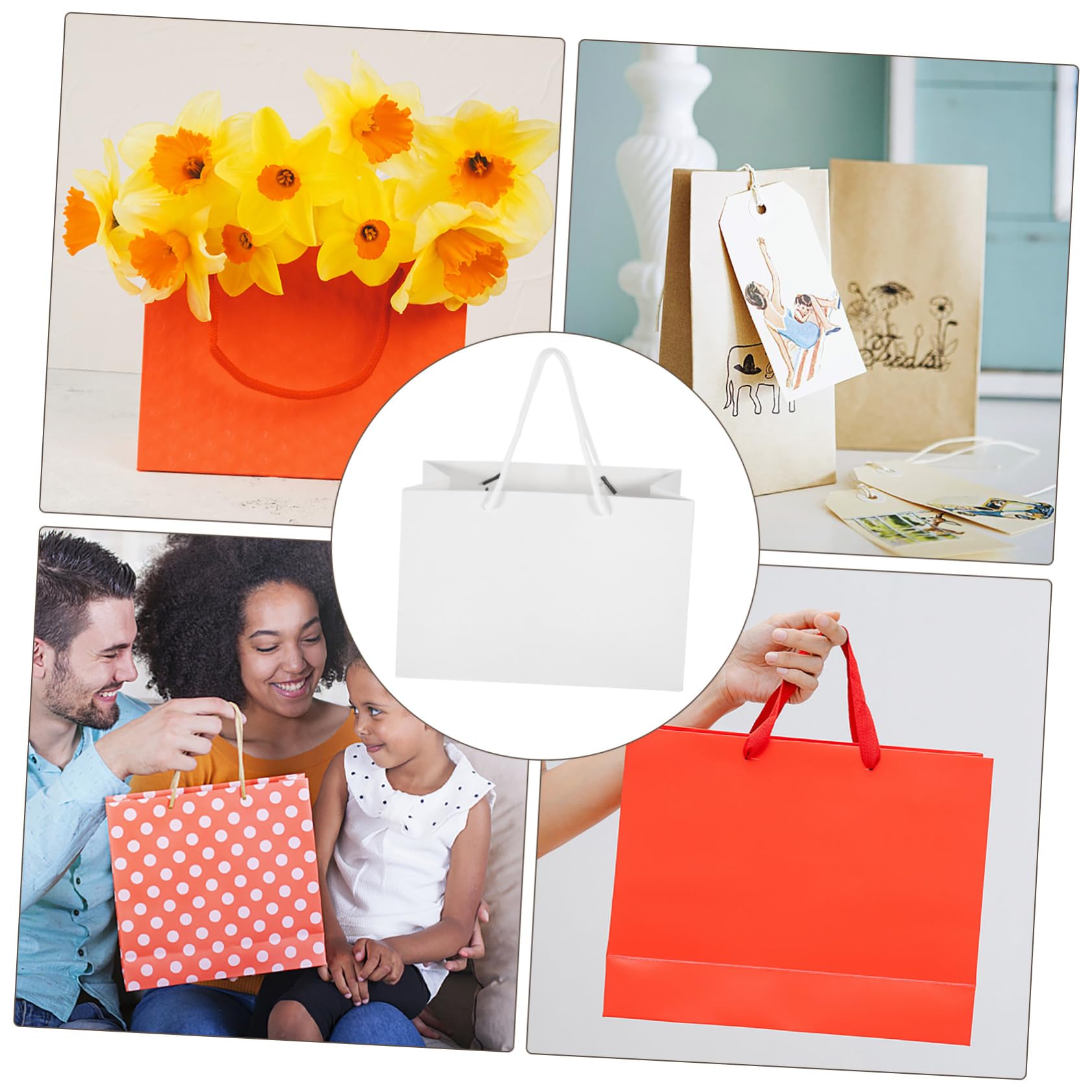 Zerodeko 20 Bolsas de Regalo de Papel en Color Claro con Asa Ligera, Contenedor de Galletas y Bolsas de Golosinas para Baby Showers y Fiestas de Té, Tamaño 24x17x10 Cm