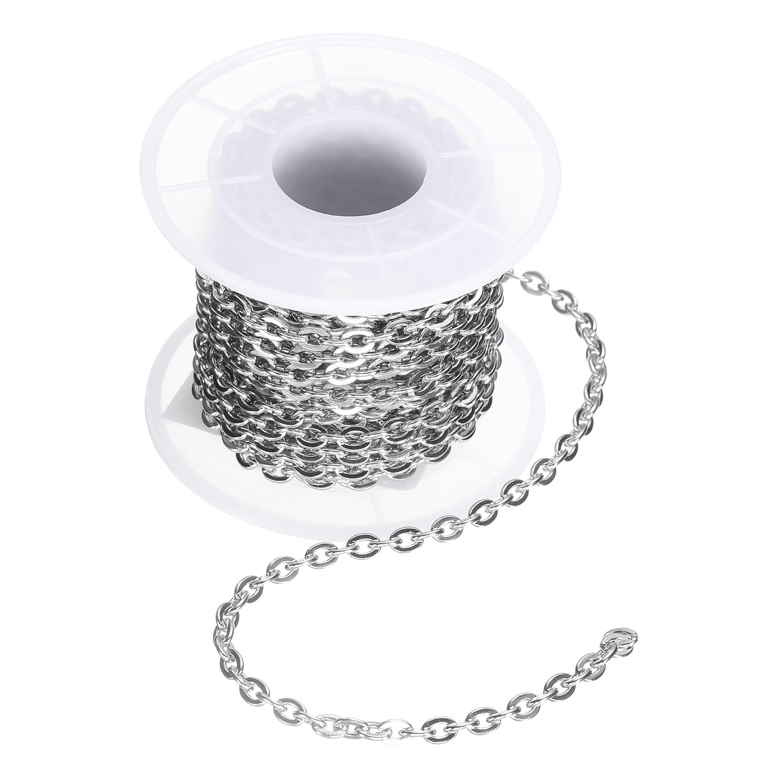 QUARKZMAN 16,4 Piedi/5 Metri Catena In Acciaio Inossidabile A Maglie Cubane, 4x1mm Catena A Maglie Piatte Incrociate Per Forniture Di Gioielli Fai Da Te, Argento