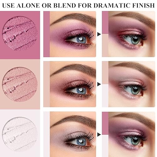 Miniatura 2 de LUXAZA Sombra de ojos en barra de larga duración 24H, 3 unidades, lápiz de sombra de ojos morado y rosa, lápiz iluminador de ojos, juego de sombra