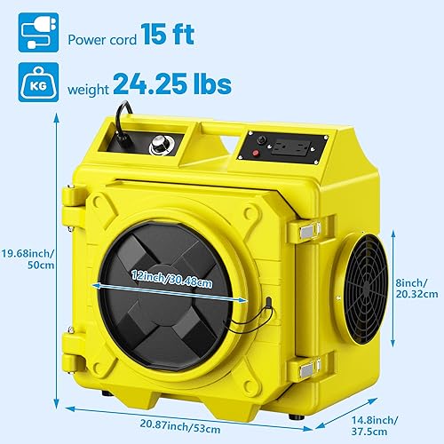 Miniatura 2 de Depurador de aire con filtración de 3 etapas, depurador de aire HEPA de 550 CFM de grado industrial comercial, limpiador de aire resistente con