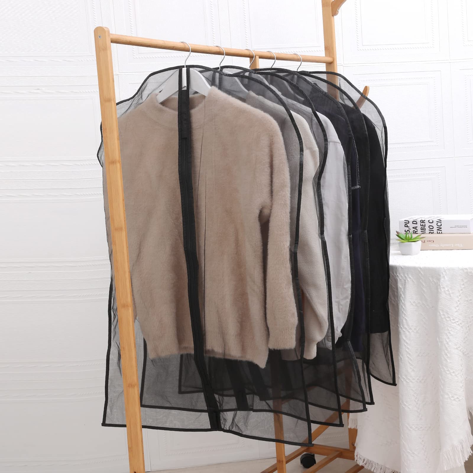 Red Dot Gift® Black Organza Garments Cover (10-Pack) 100 * 60cm Dust Cover Garment Bag With Zipper Dust Cover for Clothes Storage Closet for Clothes (H 100 X 60cm, Black)