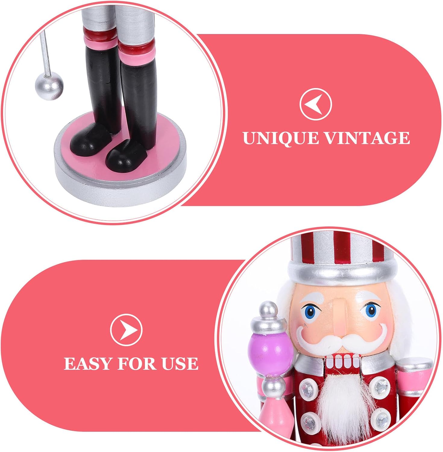 Ciieeo Christmas Nutcracker Soldier Doll Wooden Nutcracker Ornament Red Festive Table and Fireplace Holiday Decoration