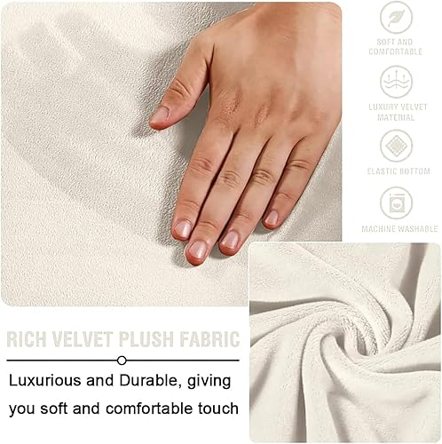 Miniatura 6 de Abeibei Fundas otomanas redondas, protector otomano de alta elasticidad para reposapiés, taburete, muebles, fundas otomanas de terciopelo de felpa