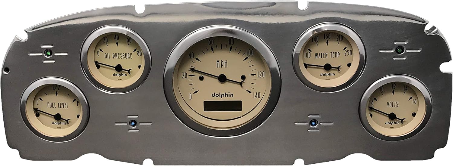 Compatible with 1959 Ford Car 5 Gauge Dash Cluster Panel Set Programmable Tan