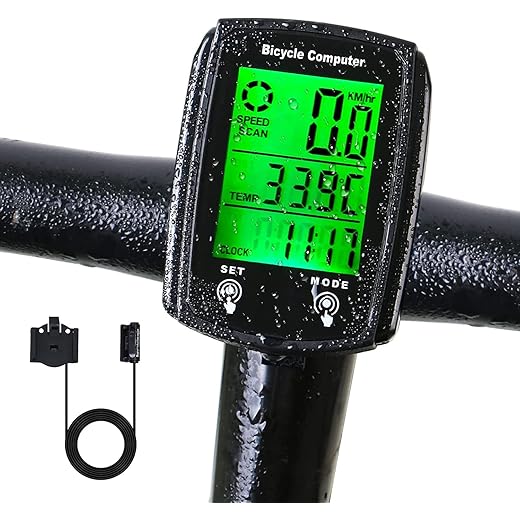 Linist Wired Bicycle Computer,MPH KM/H Bicycle Computer,Digital LCD Backlight Display Bike Speedometer,Universal 19 Functions IP54 Waterproof Bicycle Speedometer