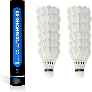 SPPHONEIX 12-Pack Goose Feather Badminton Shuttlecocks with High Durability Badminton Birdies Balls Model 901