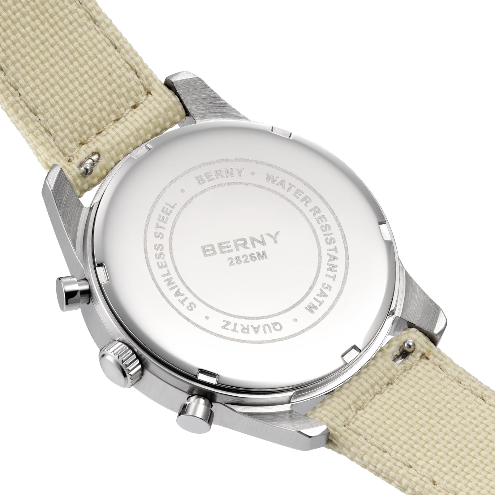 BERNY Reloj cronógrafo para hombre, resistente al agua hasta 50 m, reloj de cuarzo analógico masculino, reloj de pulsera multifunción, cronómetro AR cristal de zafiro