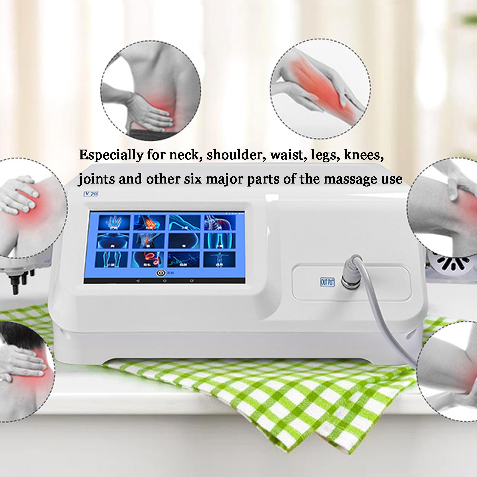 Macchina per Terapia Ad Onde D'urto,Elettromagnetico Macchina Portatile per Terapia Onde D'Urto per Alleviare Il Dolore Muscolare Massaggiatore, con 7 Teste di Massaggio