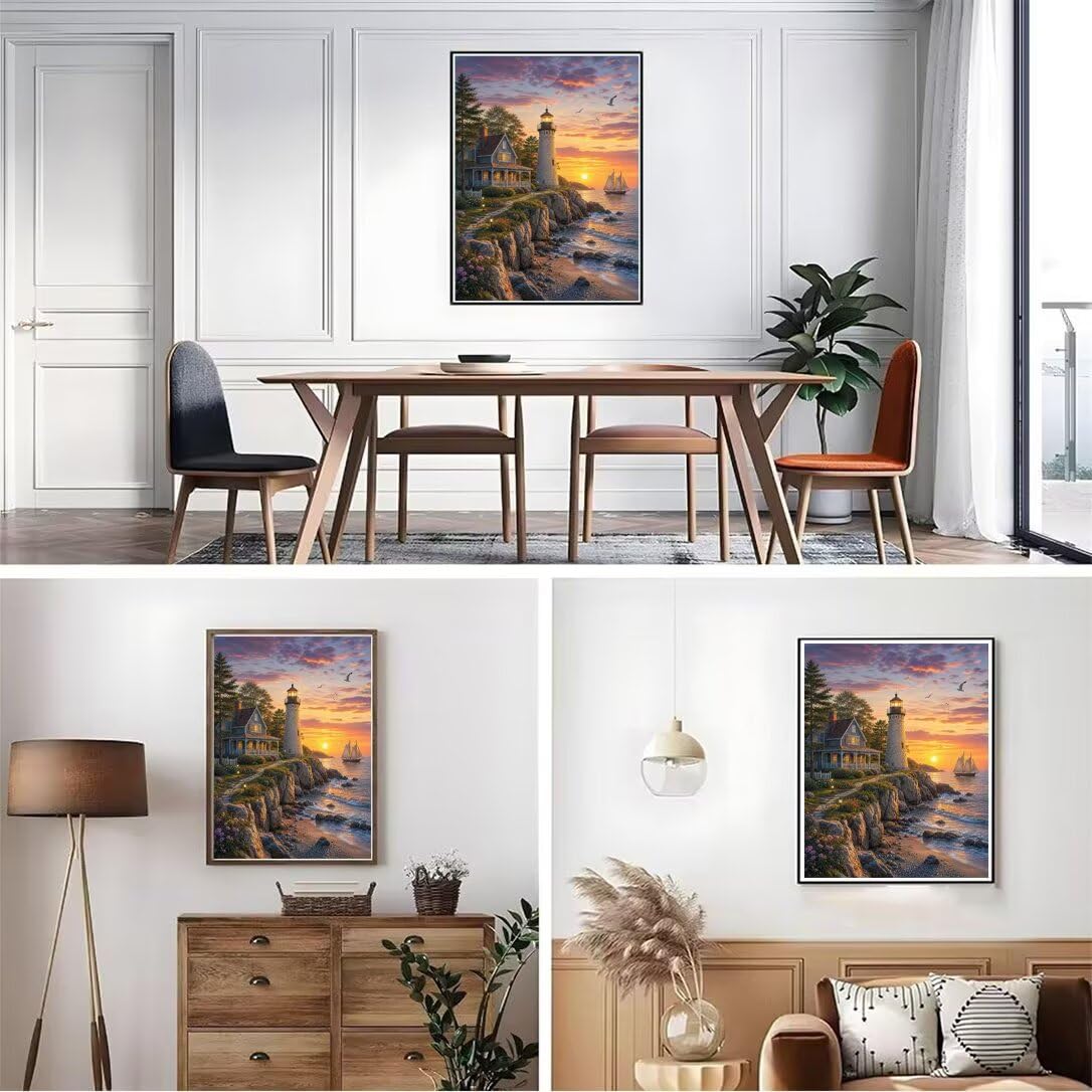 Diamond Painting Faro Kit, Manualidad Creativa y Relajante 100x130cm C8-116