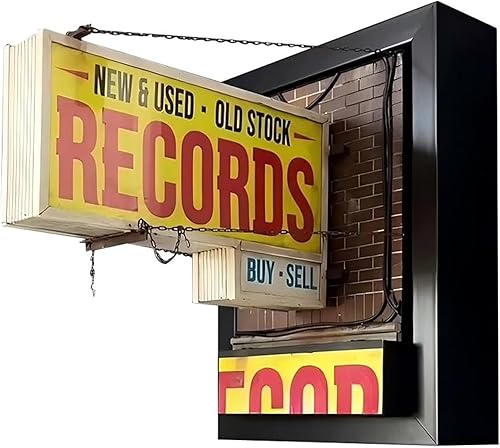Record Store - Lámpara de pared retro, regalo para coleccionista de discos, estética retro para habitación, lámpara de pared de vinilo hecha a mano,