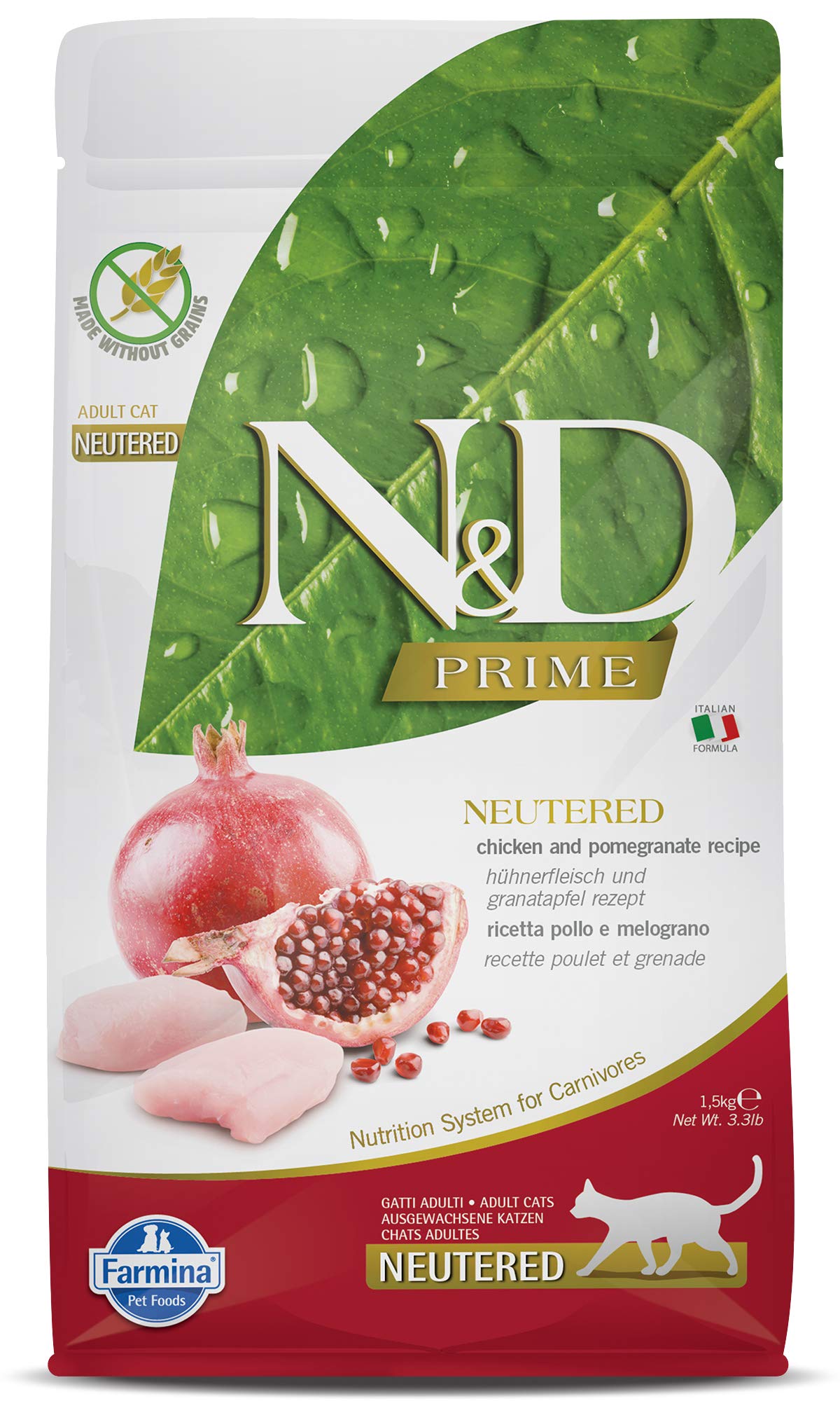 N&D(ナチュラル&デリシャス) キャットフード グレインフリー チキン&ザクロ 避妊・去勢猫用 1.5kg