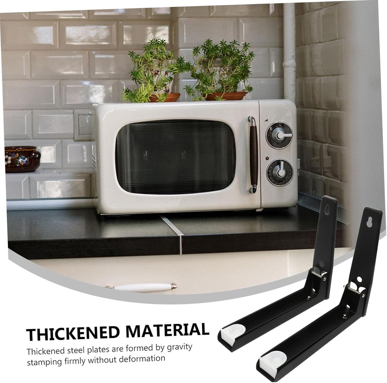 2 Piezas Soporte Microondas Pared Plegable, Soportes para Microondas de Acero inoxidable Soporte Horno y Microondas Pared Extensible, Soporte para Colgar Microondas Pared （Negro）