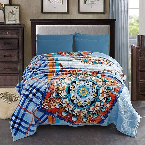 Miniatura 2 de Manta pesada JML, manta con forro polar estilo coreano, manta para cama de felpa suave y cálida, manta para cama de 2 capas con estampado de raschel