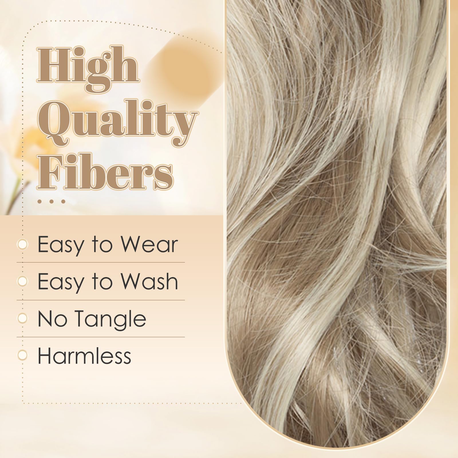Benehair Claw Clip in Ponytail Hair Extensions 18 Inches Long Curly Wavy Ponytail Extensions Synthetic Ponytail Light Brown mix Blonde Hair Pieces for Women(Light Brown mix Blonde - Image 4