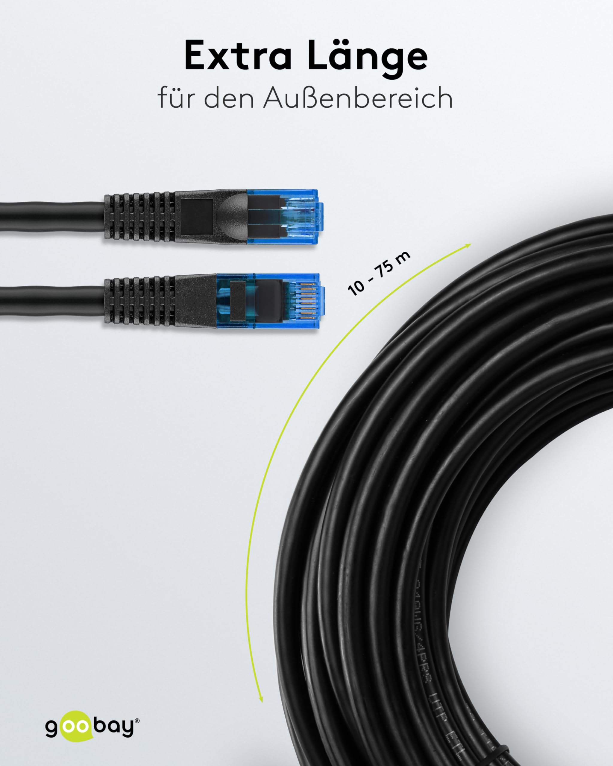 Goobay 55437 Câbles Ethernet, Câble de Réseau Noir 50 m Cat6 UUTP (UTP)