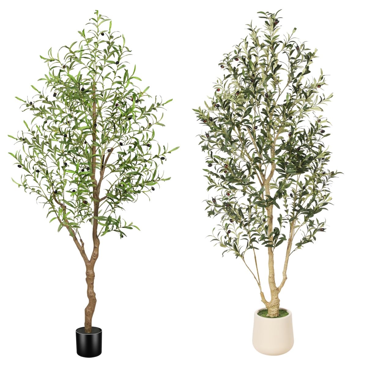 FEELEAD Lot 2 Oliviers Artificiels 180cm Deux Modèles Arbres Faux en Pot