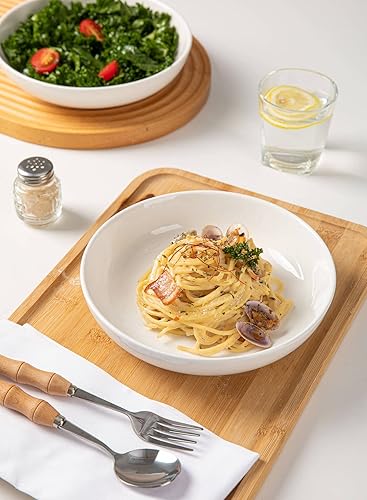 Miniatura 2 de Sweese Juego de 6 cuencos de pasta de 22 onzas para ensalada y postre redondos de 10 pulgadas + 6 platos redondos de ensalada de postre de 10