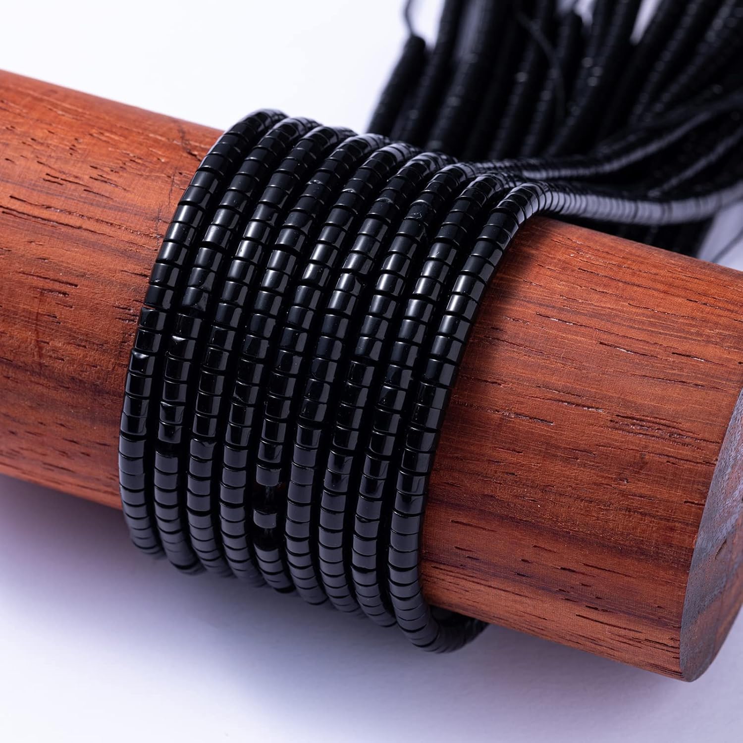 Natural Black Agate Stone Spacer Beads 4x2mm 38cm/str Flat Round Loose Semi Gemstone Caps for Making Bracelets Necklace - Image 6