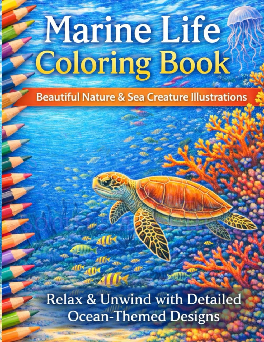 Marine Life Coloring Book: An Adult Coloring Book of Ocean Animals, Sea Creatures, Coral Reefs & Marine Designs for Relaxation