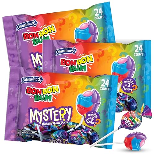 Colombina Bon Bon Bum - Paletas de goma de mascar con sabores misteriosos bolsas con 72