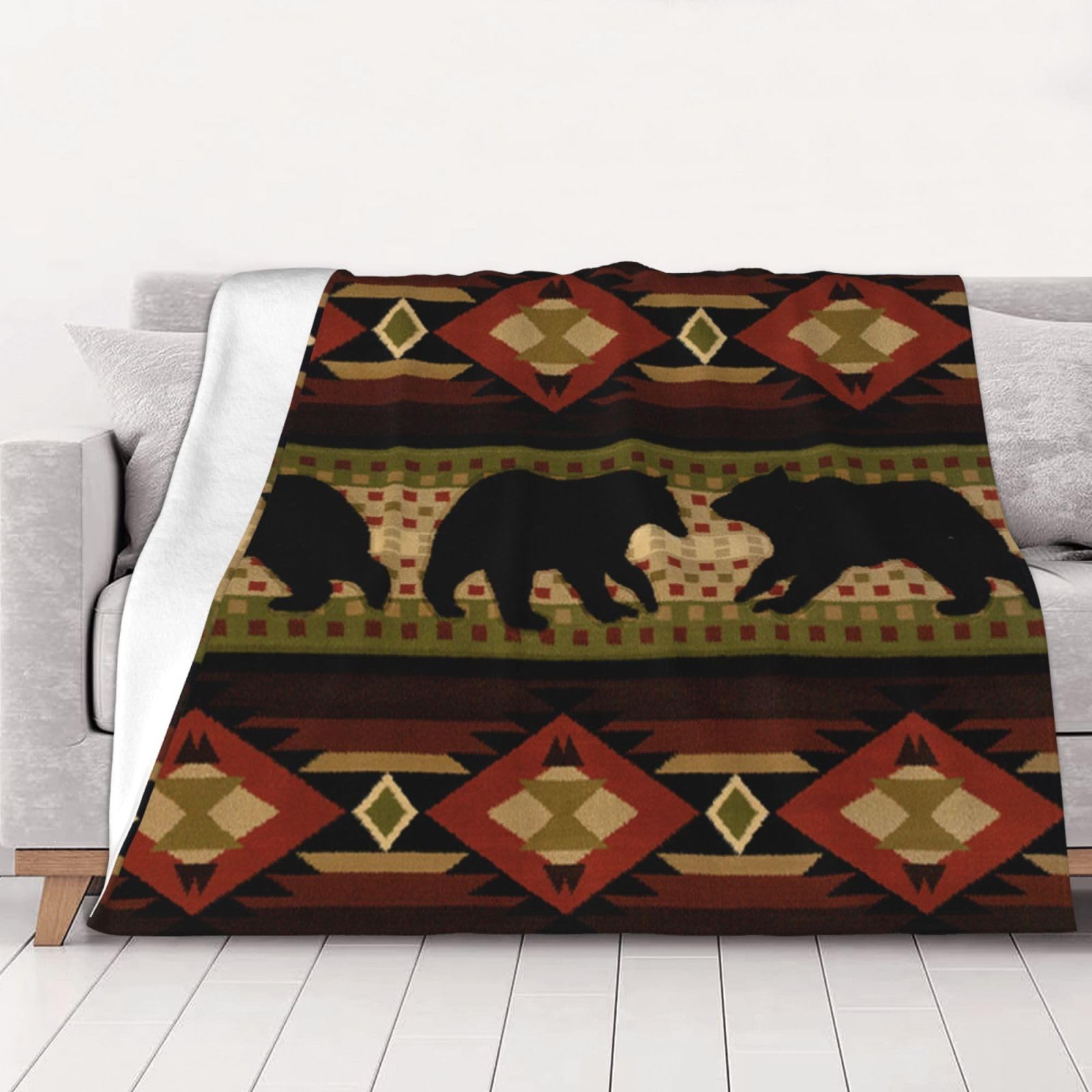 AUBKFELD Bear Printed Flannel Blanket 200x150 CM, Soft & Warm Throw Blanket for Sofa/Couch/Bed/Car, Gifts for Audlts Women Men