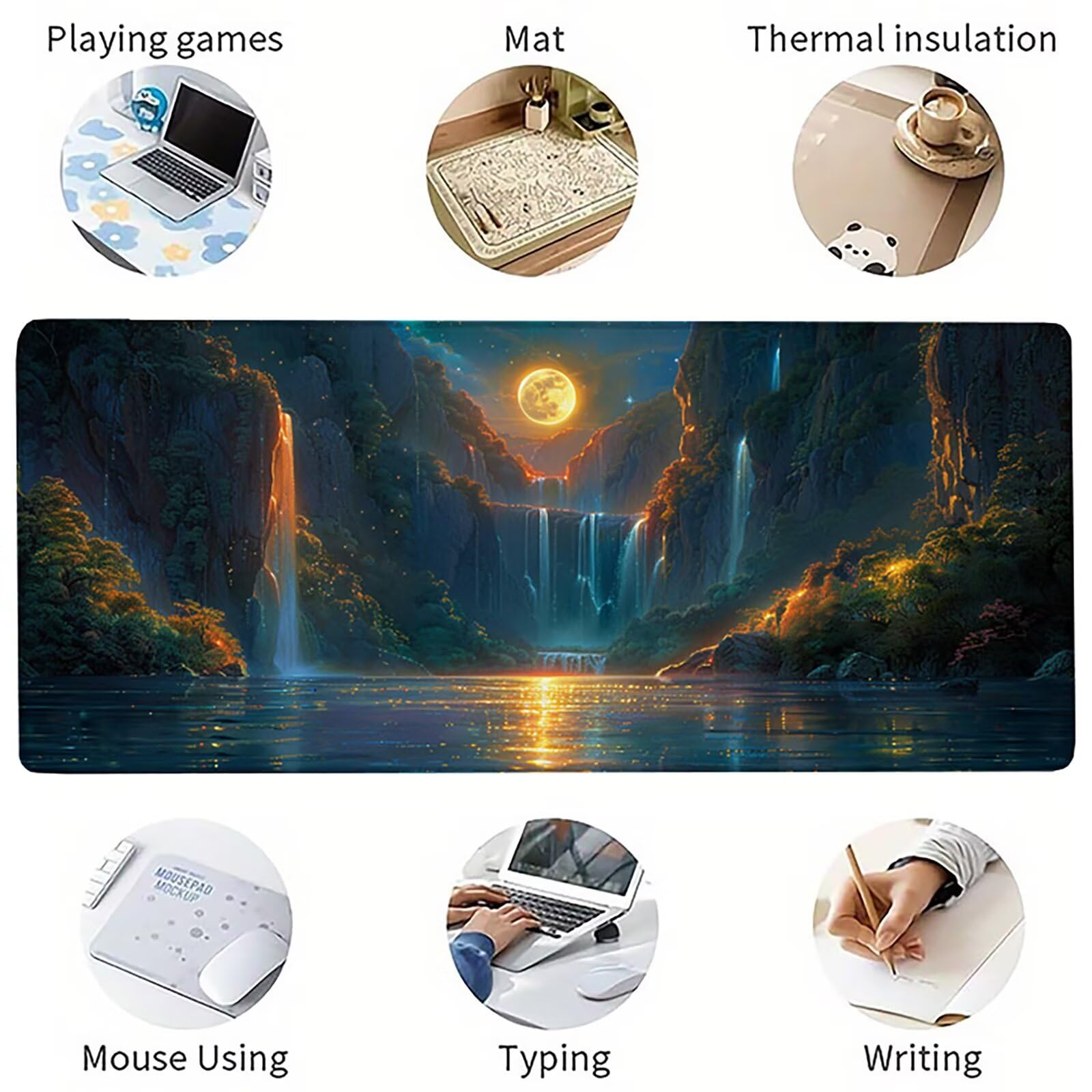 Verde Alfombrilla Ratón XXL 1600x800x3mm, MontañA Mouse Pad N-2972 | Alfombrilla Ratón Gaming Mejora la Precisión y la Velocidad, Alfombrilla Escritorio para Jugadores de PC, Oficina