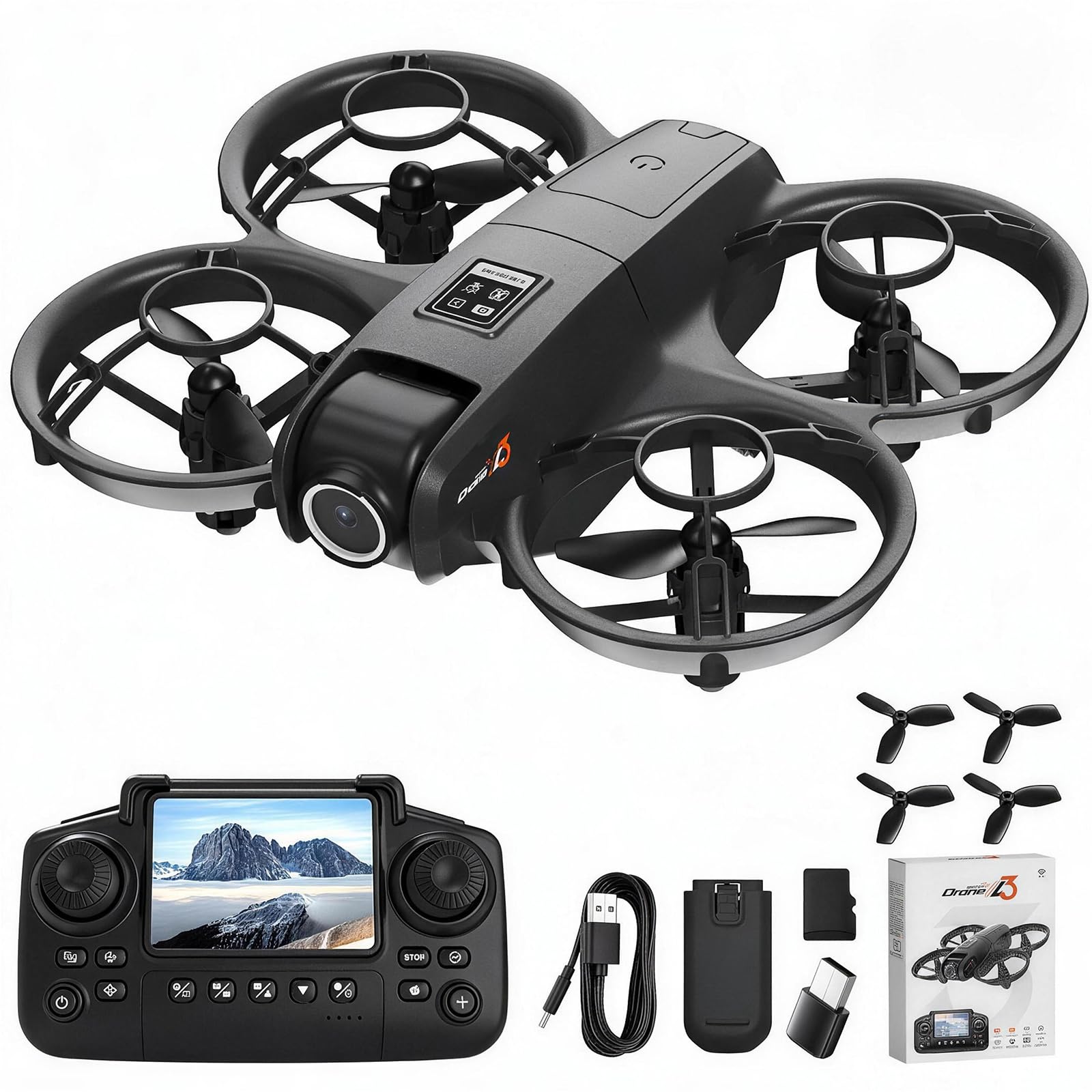 YL3 Mini-Drohne mit Doppelkamera, Optical-Flow-Schwebefunktion, 50-fachem Zoom, 360°-Stunt-Roll, RC-Quadcopter für Kinder und Anfänger mit Fernbedienung mit Bildschirm