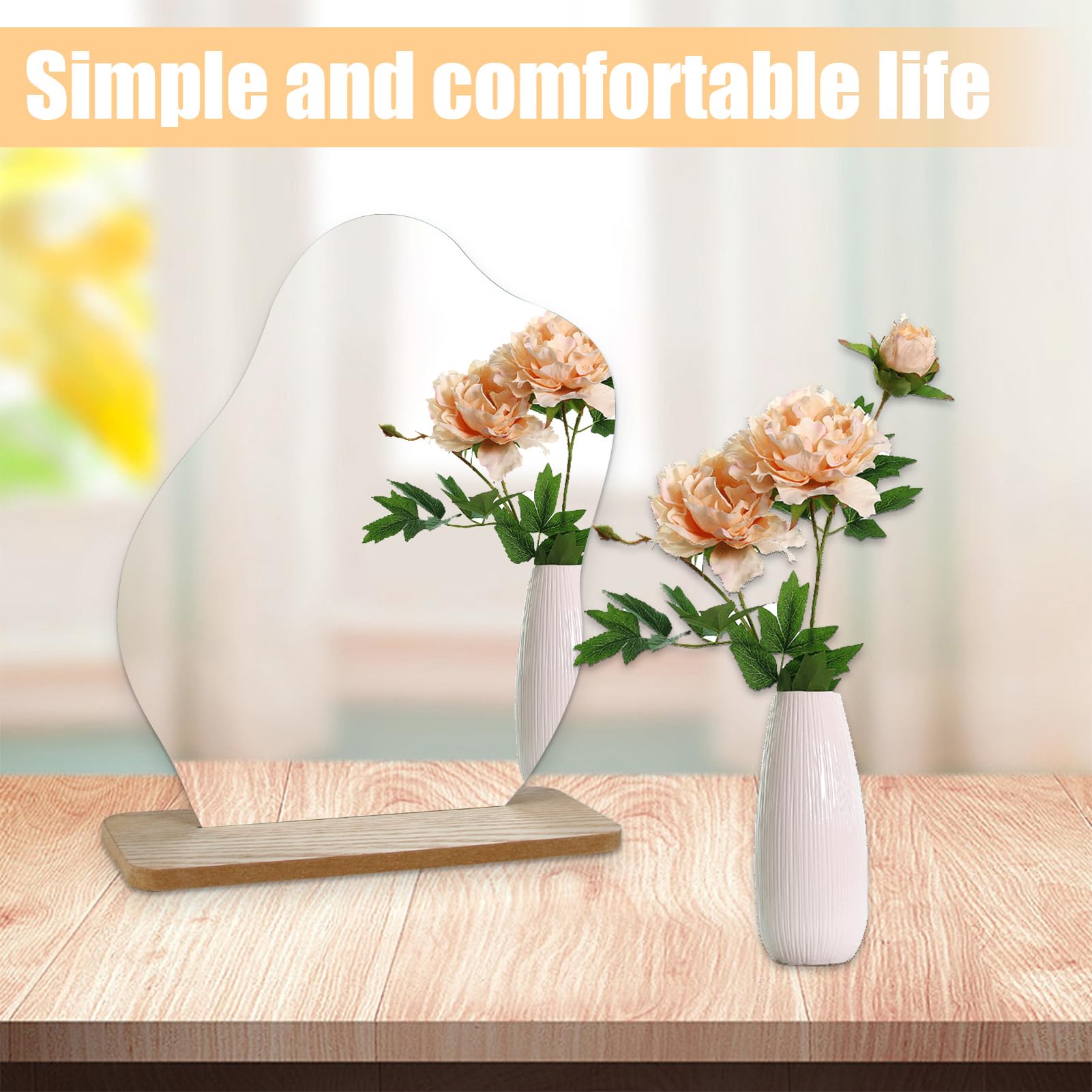 Specchio Da Tavolo A Forma Di Nuvola - Con Base In Legno Per Trucco - Foto 4